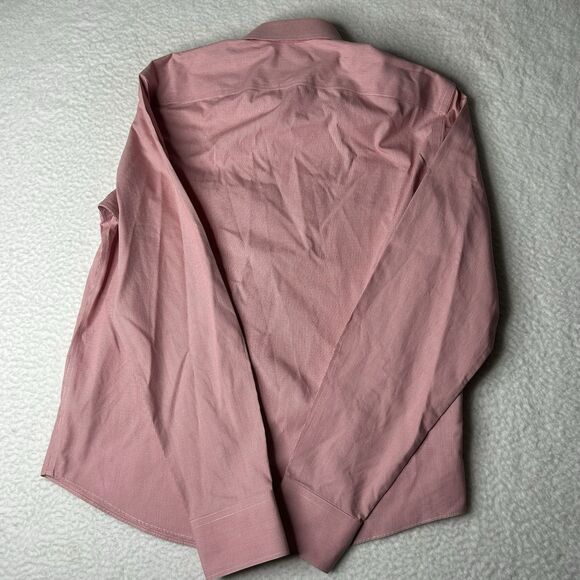 UNTUCKit Mens Shirt Small Houndstooth Red Salmon Long Sleeve Preppy Classic - Picture 2 of 8